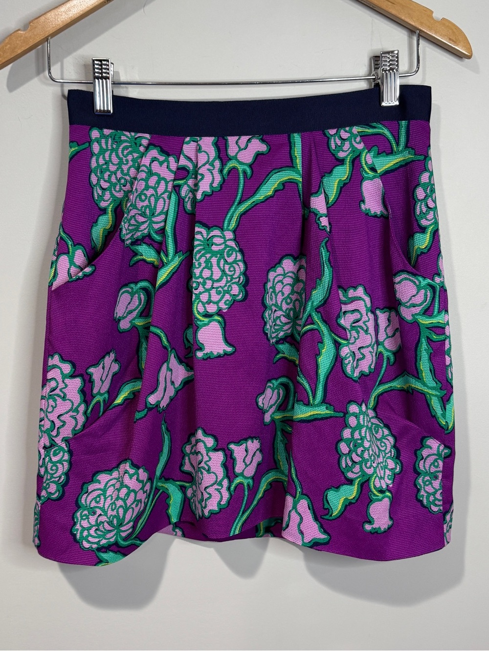 Lilly Pulitzer Clover Lined Mini Skirt Hollyhock Pocket Full Of Posies Size 4